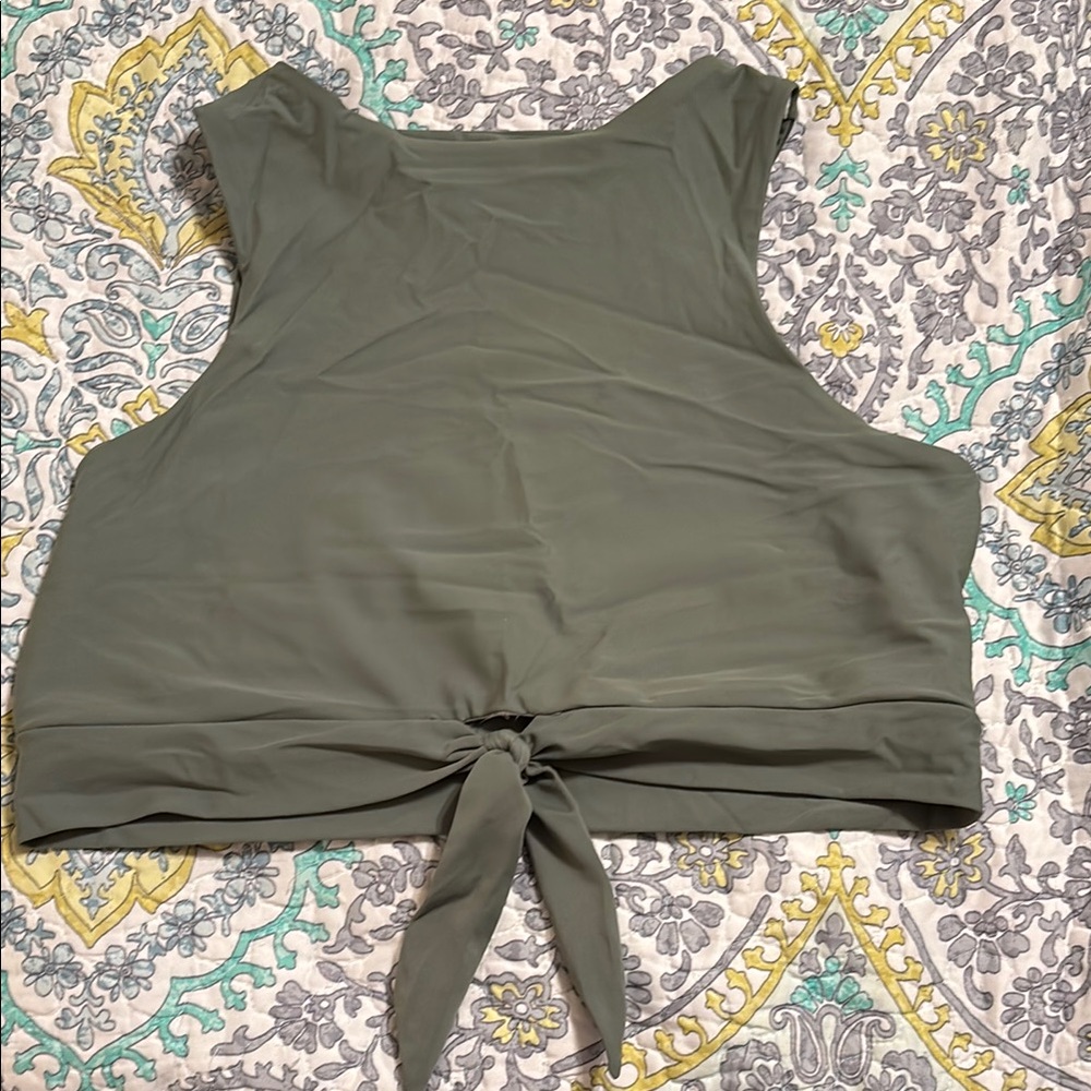 Olive Green tank bikini Top, XL